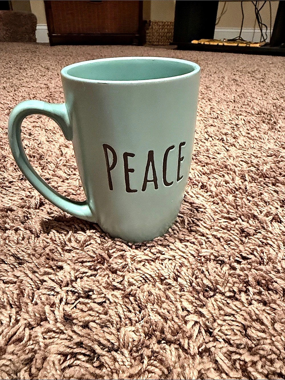 Rae Dunn PEACE Ceramic Coffee Mug Green